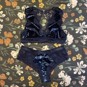 Victorias Secret Velvet Set - Navy